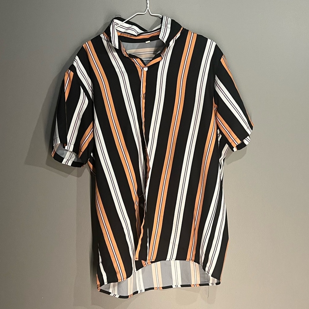 Vertical stripped button up t-shirt